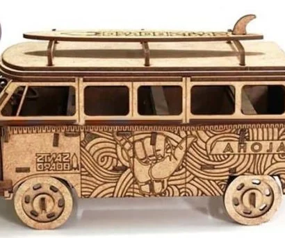 Kombi Carro Retrô Hippie Cortado a Laser (vetor)