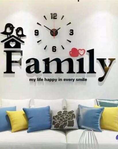 Relógio de parede criativo acrílico MDF 3D grande para família
